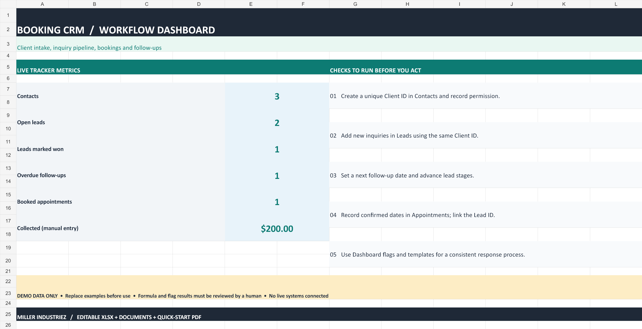 Booking CRM product preview