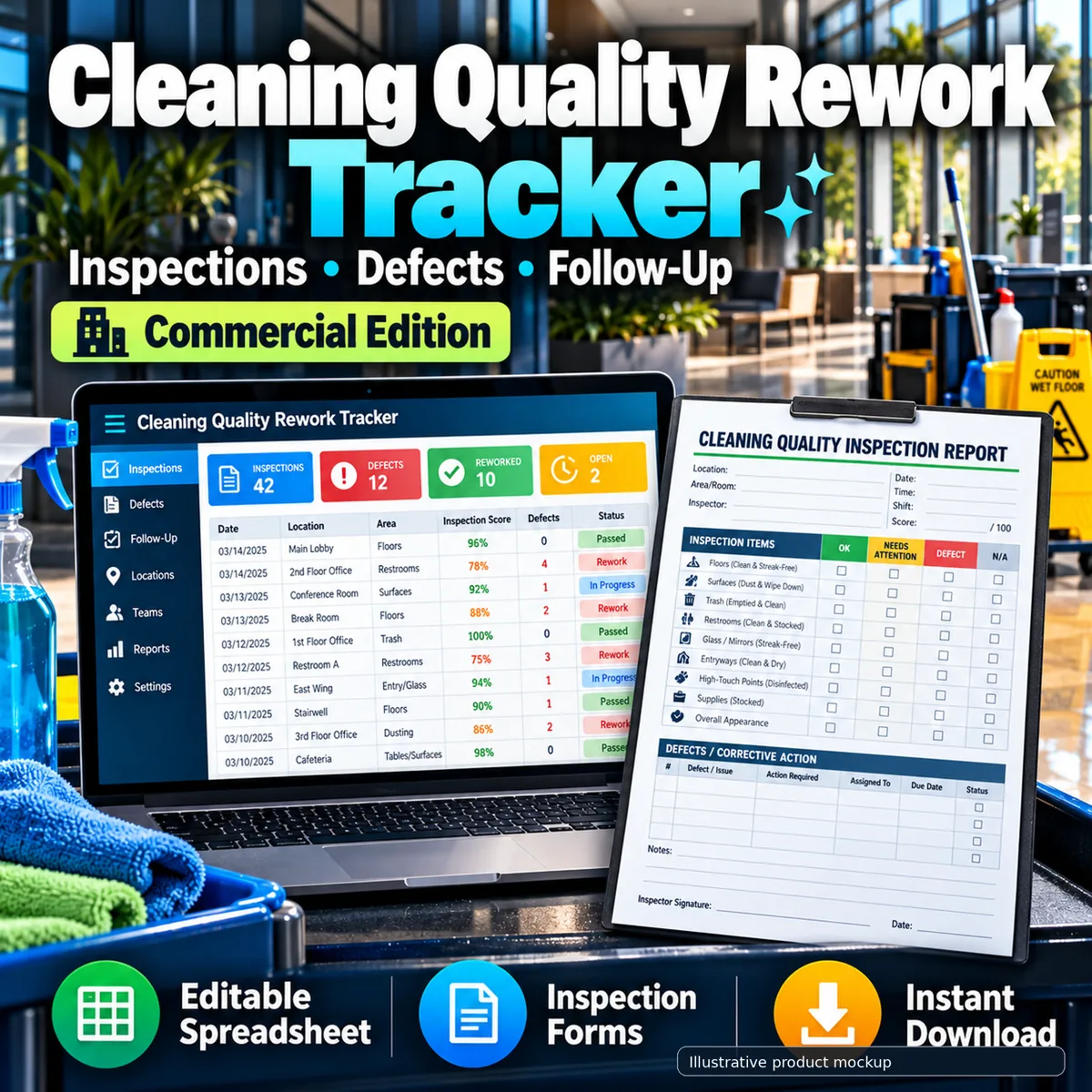 Commercial Cleaning Quality & Rework Toolkit illustrative product cover