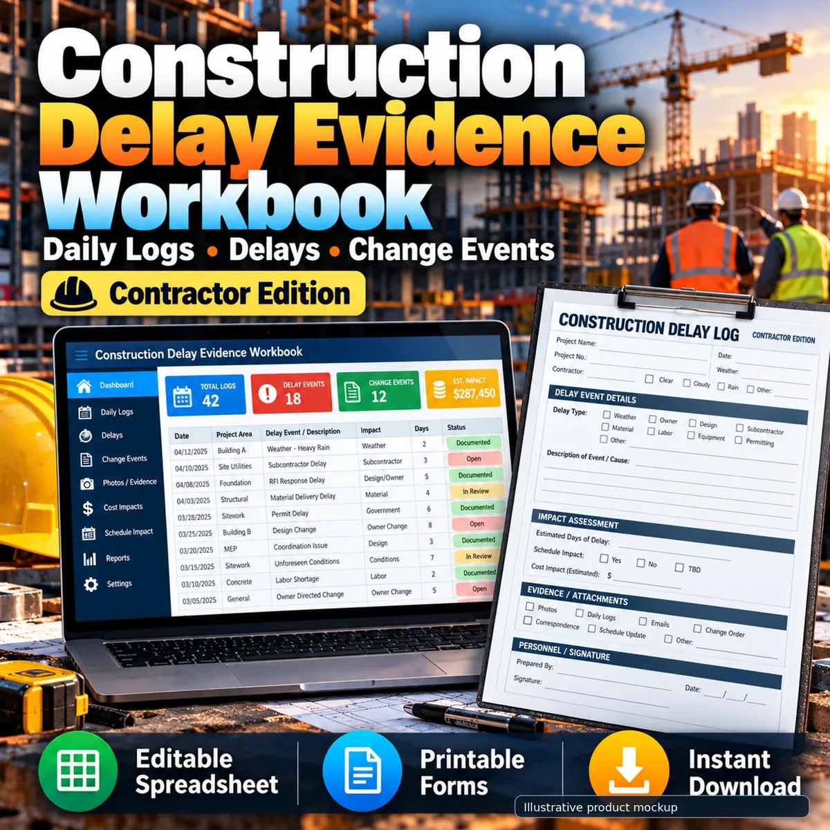 Construction Delay Evidence & Chronology Toolkit illustrative product cover