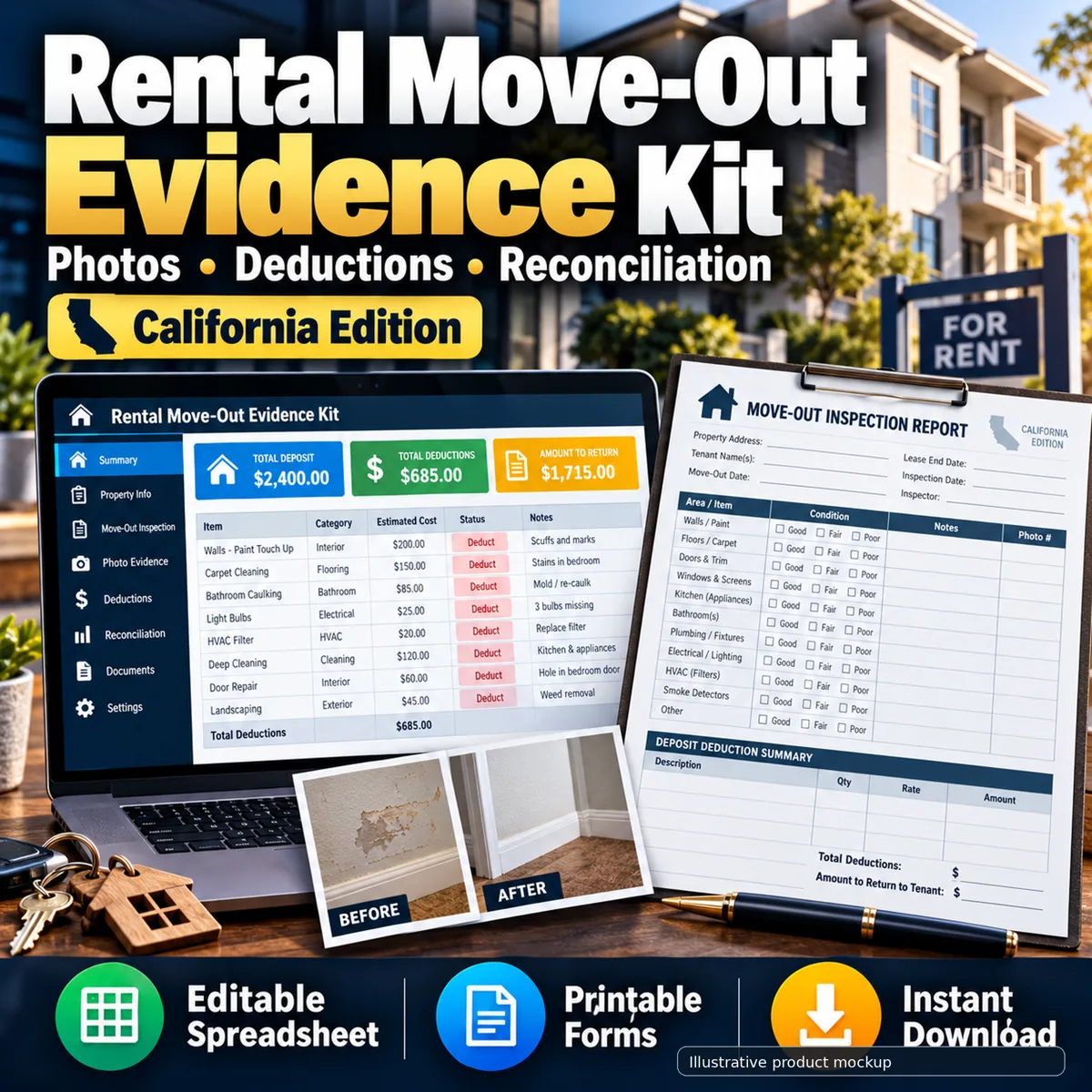 Rental Move-Out Photo & Deposit Evidence Toolkit illustrative product cover